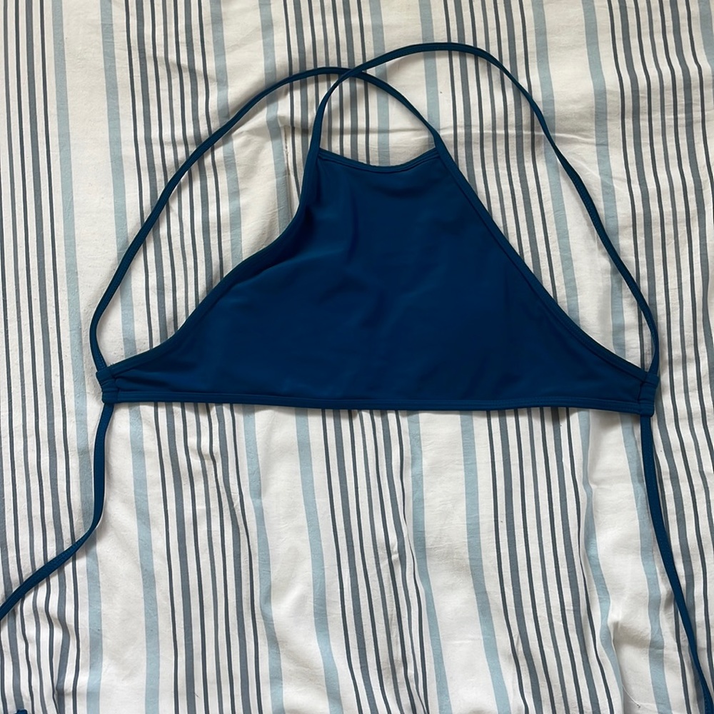 XS Dark Blue Aerie Halter Bikini Top